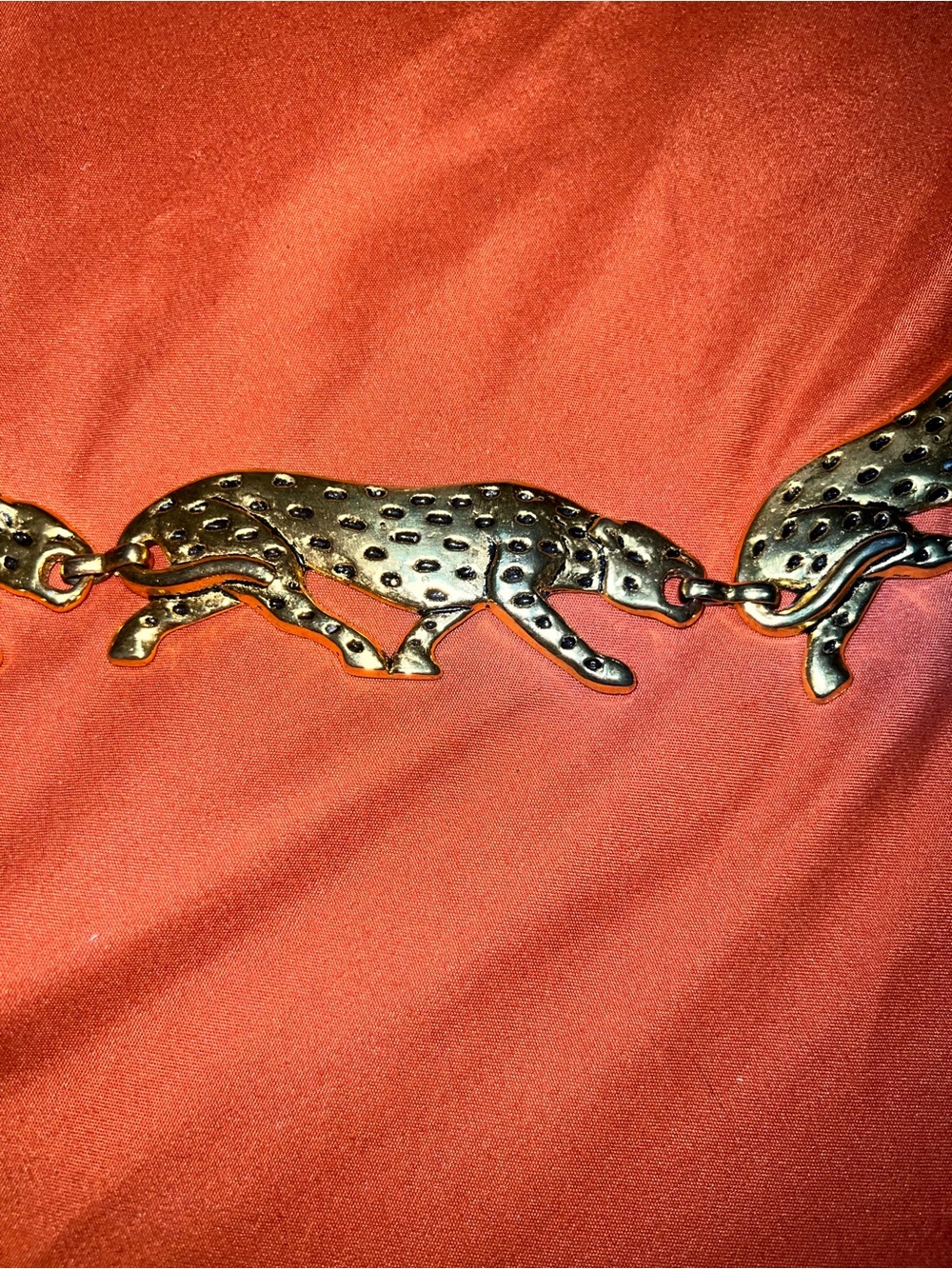 Vintage Anne Klein Gold-Tone Leopard Link Chain Belt - Picture 2 of 4